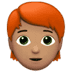 🧑🏽‍🦰 person: medium skin tone, red hair display on Apple